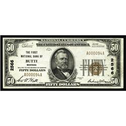 Butte, MT - $50 1929 Ty. 1 The First NB Ch. # 2566High Butte, MT