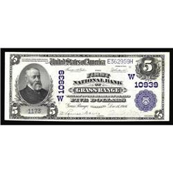 Grass Range, MT - $5 1902 Plain Back Fr. 606 The First Grass Range, MT