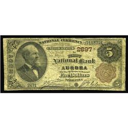 Aurora, NE - $5 1882 Brown Back Fr. 466 The First NB Ch Aurora, NE