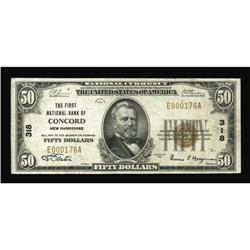 Concord, NH - $50 1929 Ty. 1 The First NB Ch. # 318An e Concord, NH