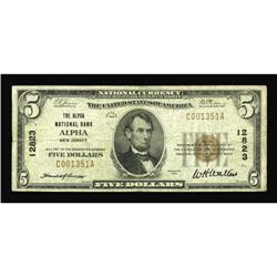 Alpha, NJ - $5 1929 Ty. 1 The Alpha NB Ch. # 12823A ver Alpha, NJ
