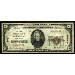 Barnegat, NJ - $20 1929 Ty. 1 The First NB Ch. # 8497T Barnegat, NJ