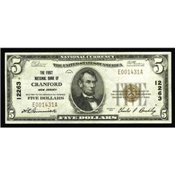 Cranford, NJ - $5 1929 Ty. 1 The First NB Ch. # 12263T Cranford, NJ