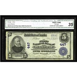 Plainfield, NJ - $5 1902 Plain Back Fr. 598 The First N Plainfield, NJ