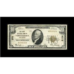 Vincentown, NJ - $10 1929 Ty. 1 The First NB Ch. # 370 Vincentown, NJ