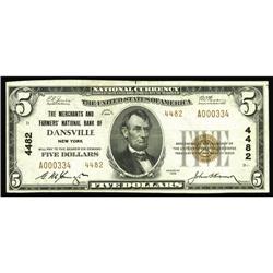 Dansville, NY - $5 1929 Ty. 2 The Merchants & Farmers N Dansville, NY