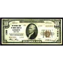 Goshen, NY - $10 1929 Ty. 2 The NB of Orange County Ch Goshen, NY