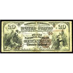 New York, NY - $20 1882 Brown Back Fr. 493 The First NB New York, NY