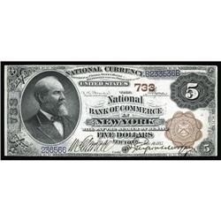 New York, NY - $5 1882 Brown Back Fr. 467 The NB of Com New York, NY