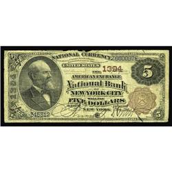 New York, NY - $5 1882 Brown Back Fr. 471 The American New York, NY