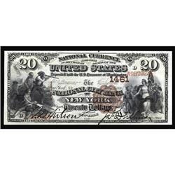 New York, NY - $20 1882 Brown Back Fr. 496 The National New York, NY