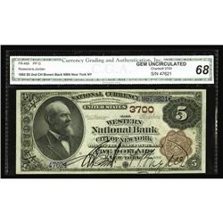 New York, NY - $5 1882 Brown Back Fr. 469 The Western N New York, NY