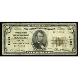 Scarsdale, NY - $5 1929 Ty. 1 Scarsdale NB & TC Ch. # 1 Scarsdale, NY