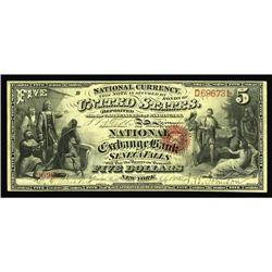 Seneca Falls, NY - $5 Original Fr. 397 The National Exc Seneca Falls, NY