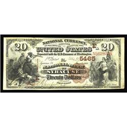 Syracuse, NY - $20 1882 Brown Back Fr. 504 NB Ch. # ( Syracuse, NY