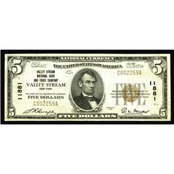 Valley Stream, NY - $5 1929 Ty. 1 Valley Stream NB & TC Valley Stream, NY
