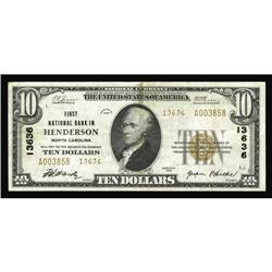 Henderson, NC - $10 1929 Ty. 2 First NB Ch. # 13636This Henderson, NC