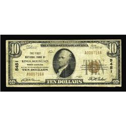 Kings Mountain, NC - $10 1929 Ty. 1 The First NB Ch. # Kings Mountain, NC