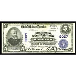 Raleigh, NC - $5 1902 Plain Back Fr. 600 The Commercial Raleigh, NC