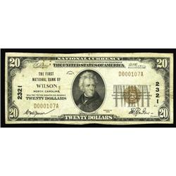 Wilson, NC - $20 1929 Ty. 1 The First NB Ch. # 2321Abou Wilson, NC