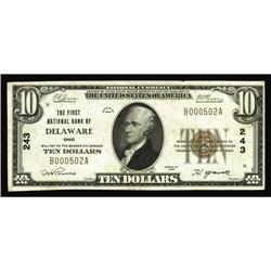 Delaware, OH - $10 1929 Ty. 1 The First NB Ch. # 243Sta Delaware, OH