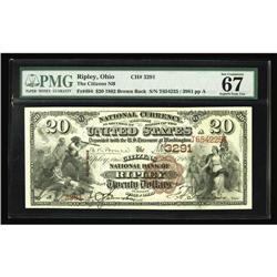 Ripley, OH - $20 1882 Brown Back Fr. 494 The Citizens N Ripley, OH