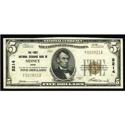 Sidney, OH - $5 1929 Ty. 1 The First National Excha Sidney, OH