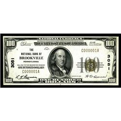 Brookville, PA - $100 1929 Ty. 1 The NB of Brookville C Brookville, PA