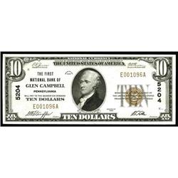 Glen Campbell, PA - $10 1929 Ty. 1 The First NB Glen Campbell, PA
