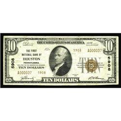 Houston, PA - $10 1929 Ty. 2 The First NB Ch. # 5908To Houston, PA