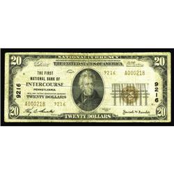 Intercourse, PA - $20 1929 Ty. 2 The First NB Ch. # 921 Intercourse, PA