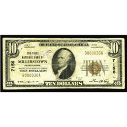 Millerstown, PA - $10 1929 Ty. 1 The First NB Ch. # 71 Millerstown, PA