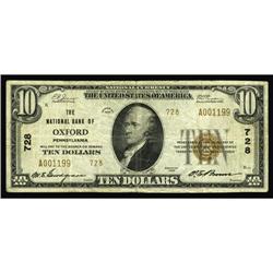 Oxford, PA - $10 1929 Ty. 2 The NB Ch. # 728Officers ar Oxford, PA