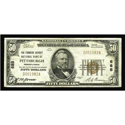 Pittsburgh, PA - $50 1929 Ty. 1 The Farmers Deposit NB Pittsburgh, PA