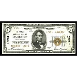 Souderton, PA - $5 1929 Ty. 2 The Peoples NB Ch. # 132 Souderton, PA