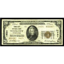 Tower City, PA - $20 1929 Ty. 2 Tower City NB Ch. # 140 Tower City, PA