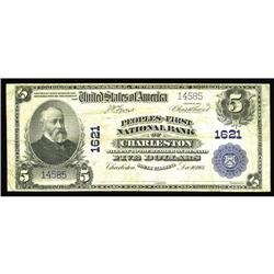Charleston, SC - $5 1902 Plain Back Fr. 599 Peoples-Fir Charleston, SC