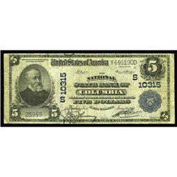 Columbia, SC - $5 1902 Plain Back Fr. 603 The National Columbia, SC