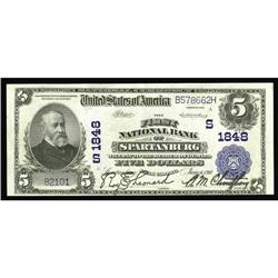 Spartanburg, SC - $5 1902 Plain Back Fr. 602 The NB Ch Spartanburg, SC