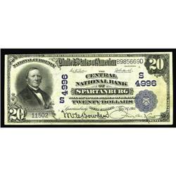 Spartanburg, SC - $20 1902 Plain Back Fr. 657 The Centr Spartanburg, SC