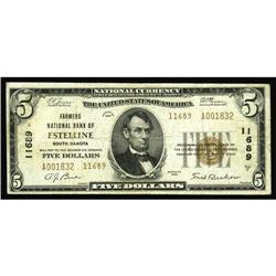 Estelline, SD - $5 1929 Ty. 2 Farmers NB Ch. # 11689Thi Estelline, SD