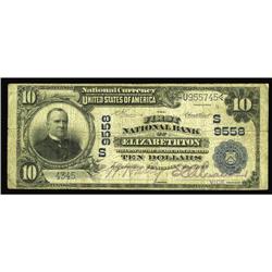 Elizabethton, TN - $10 1902 Plain Back Fr. 626 The Firs Elizabethton, TN
