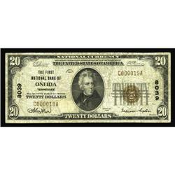 Oneida, TN - $20 1929 Ty. 1 The First NB Ch. # 8039A sc Oneida, TN