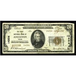 Angleton, TX - $20 1929 Ty. 2 The First NB Ch. # 14204T Angleton, TX