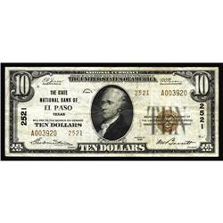 El Paso, TX - $10 1929 Ty. 2 The State NB Ch. # 2521Fu El Paso, TX