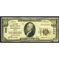 Kaufman, TX - $10 1929 Ty. 1 The First NB Ch. # 3836Th Kaufman, TX