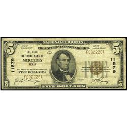 Mercedes, TX - $5 1929 Ty. 1 The First NB Ch. # 11879 Mercedes, TX
