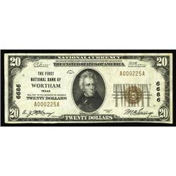Wortham, TX - $20 1929 Ty. 1 The First NB Ch. # 6686Thi Wortham, TX