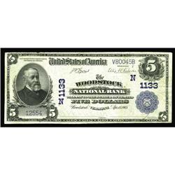 Woodstock, VT - $5 1902 Plain Back Fr. 598 The Woodstoc Woodstock, VT