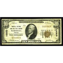 Marshall, VA - $10 1929 Ty. 1 Marshall NB & TC Ch. # 10 Marshall, VA